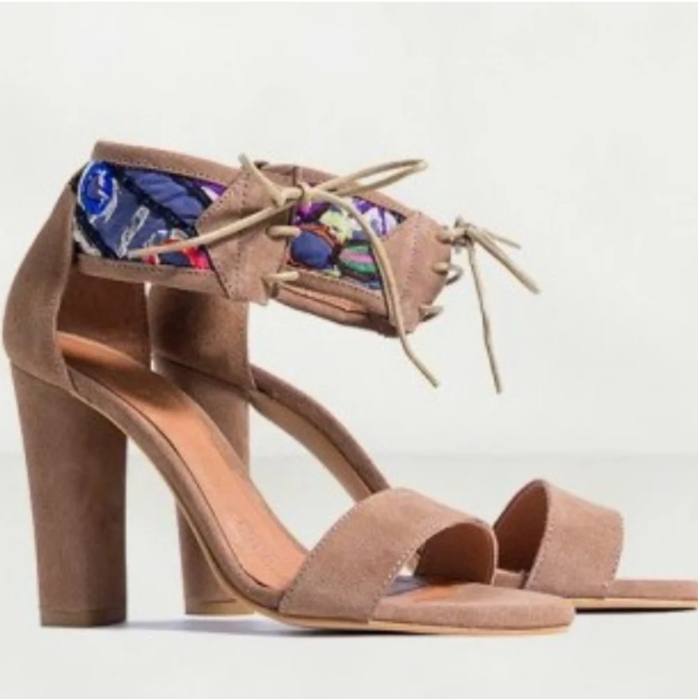 Howsty for Free People Black Sari Heeled Ankle Tie Sandals NIB
